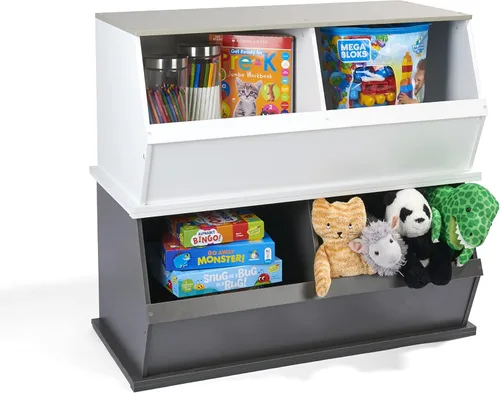 Miniatura 5 de Badger Basket Organizador apilable de almacenamiento de juguetes de dos cubos para niños, almacenamiento duradero en la habitación de los niños