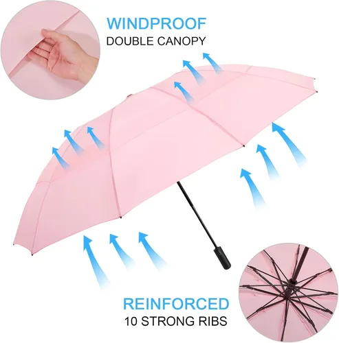 Miniatura 63 de G4Free Paraguas de golf grande de 42/46/54/62 pulgadas, paraguas compacto de viaje inverso, 10 varillas, resistente al viento para lluvia, doble