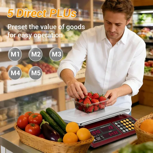 Miniatura 7 de Báscula digital de cocina comercial de 66 libras con cálculo de precios, báscula recargable de acero inoxidable para carne, productos, frutas