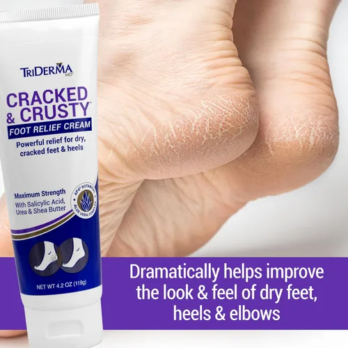 Miniatura 2 de TriDerma Cracked & Crusty™ Crema para pies saludables hidrata, suaviza y cura los pies secos, talones agrietados y codos secos con ácido salicílico