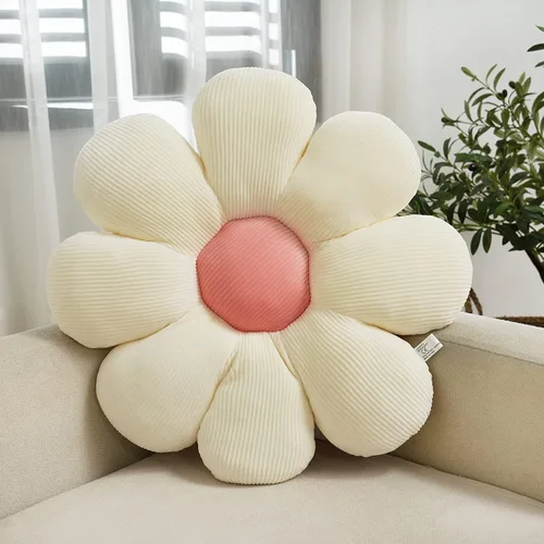Almohada de flores lindas y cómodas, almohadas suaves para plantas, decoración estética de habitación para sofá, silla (blanco, 14.5 pulgadas)