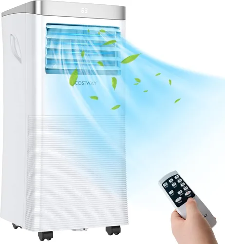 COSTWAY Aire acondicionado portátil, enfriador de aire de 8000 BTU con modo ventilador y deshumidificador para habitaciones de hasta 230 pies