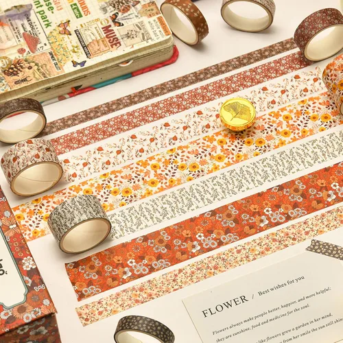Miniatura 3 de 12 rollos de cinta washi con flores, juego de cinta adhesiva artística floral, cinta decorativa de jardín en flor para manualidades, niños, álbumes