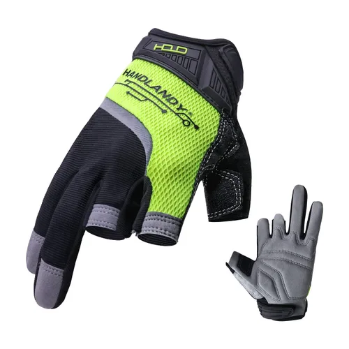 Miniatura 10 de AIGEVTURE Guantes de trabajo sin dedos para hombres, guantes de trabajo Framer, multiusos, ajuste de rendimiento, transpirables, duraderos