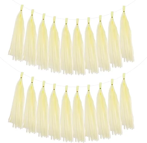 Miniatura 20 de MECCANIXITY 20 guirnaldas de papel de seda con borlas para decoración de fiestas, día de San Valentín, cumpleaños para mujeres con cuerda y alambre