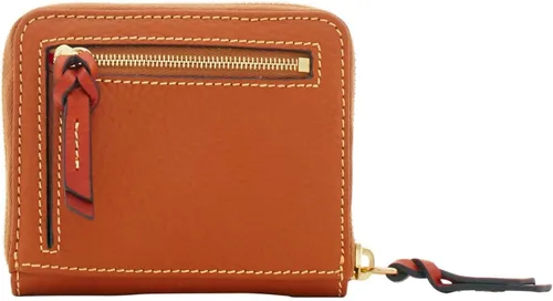 Miniatura 4 de Dooney & Bourke Billetera, billetera pequeña con cremallera alrededor de grano de guijarros, Caramelo, Cartera con cremallera