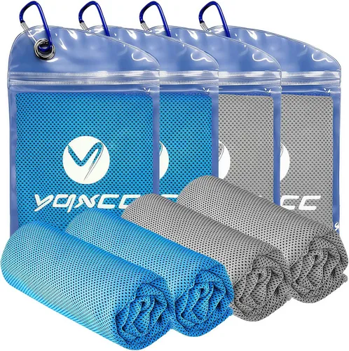 YQXCC Paquete de 4 toallas refrescantes de 40 x 12 pulgadas, toallas de hielo de microfibra para cuello y cara, trapos suaves y transpirables para 2