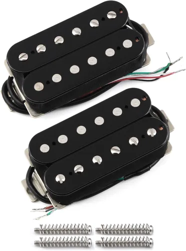 Miniatura 15 de FLEOR Alnico 5 Pastillas de Guitarra Doble Bobina Humbucker Juego de Cuello y Puente Blanco