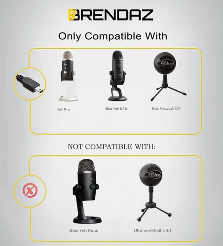 Miniatura 5 de BRENDAZ Cable mini USB de 1 pie - Compatible con micrófono USB Blue Yeti y micrófono Blue Snowball iCE