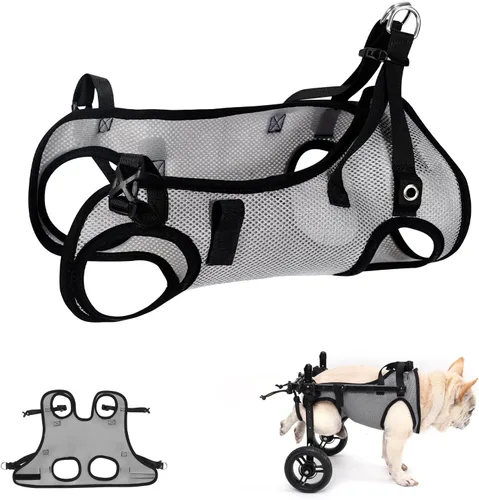Miniatura 12 de Silla de ruedas para perros para patas traseras, carrito de ruedas ligero para perros con patas traseras para discapacitados, ajustable