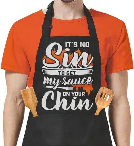 Miniatura 31 de SANDJEST Funny Mens Aprons with Pockets for BBQ Grilling Cooking Grandpa Husband Apron for Birthday Christmas Father's Day funny 7