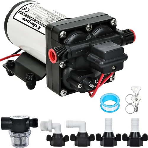 Bomba de Agua para RV, Bomba de Presión de Agua de 12V DC con Interruptor de Presión, Diafragma Autocebante 5.0 GPM 55 PSI, para RV Marino Yate