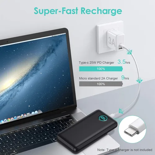 Miniatura 3 de Cargador portátil de 30,800 mAh PowerBank con 3 salidas, 25 W PD de carga rápida + QC 4.0 cargador de batería de carga rápida de teléfono, cargador