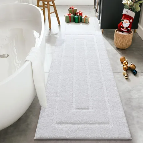 Miniatura 15 de HOMORE Alfombra de baño gris de 24 x 60 pulgadas, suave, absorbente, alfombra de pasillo de baño lavable, alfombras largas antideslizantes