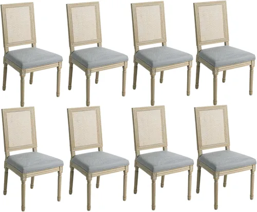 Miniatura 33 de Kmax Sillas de comedor estilo granja, patas de madera marrón, elegantes sillas de cocina copetudas, sillas de dormitorio francesas desgastadas