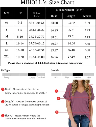 Miniatura 5 de Miholl Camiseta holgada, informal, de manga corta, con cuello en V, para mujer