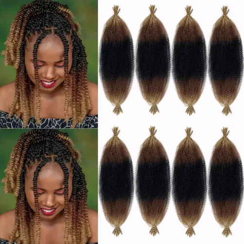 Miniatura 18 de Cabello afro Twist morado degradado de 16 pulgadas, cabello Marley pre-separado para rastas suaves, cabello trenzado Marley Twist Ombre Kinky Spring