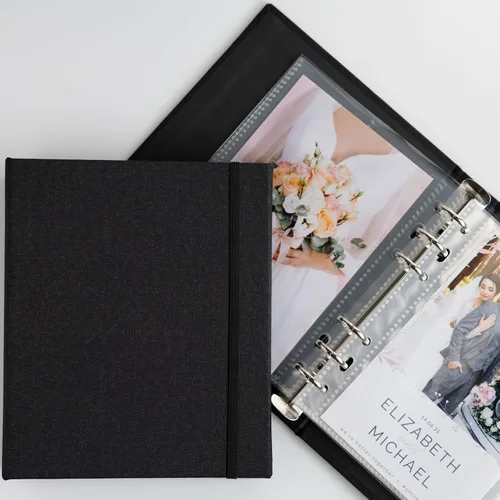 Miniatura 35 de Álbum de fotos de cabina de fotos - Cuaderno con purpurina de 6 anillas, carpeta brillante con 20 fundas para fotos de 2x6 - Se adapta a 80 tiras