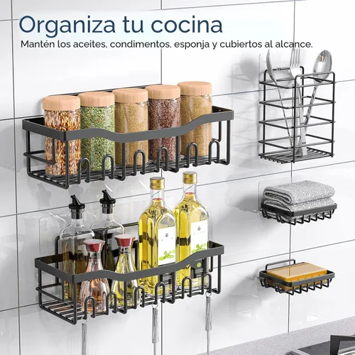 Miniatura 6 de EUDELE - Organizador de Ducha Adhesivo, Paquete de 5 Organizadores de Baño de Acero Inoxidable Resistente a la Oxidación con Gran Capacidad
