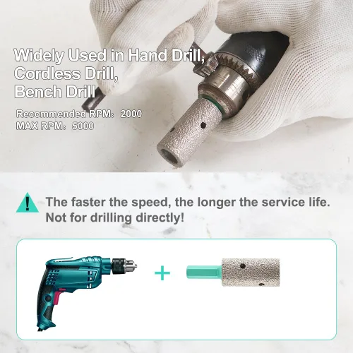 Miniatura 4 de Brocas de diamante para fresar dedos, taladro eléctrico de vástago hexagonal de 3/8 pulgadas (0.394 in) para agrandar, molienda, bordes que salen
