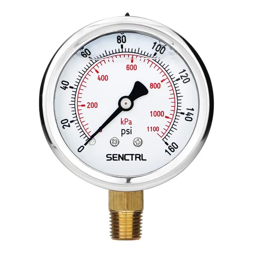 Miniatura 14 de SENCTRL 0-200 Psi Presión de Líquido Llenó de Glicerina, Medidor de Presión con Esfera de 2.5 Pulgadas, Montaje Inferior de 1/4 Pulgada NPT, Caja