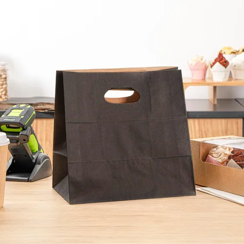 Miniatura 7 de Bag Tek Rectangle Paper Take Out Bag - with Handles - 11" x 7" x 11" - 100 count box