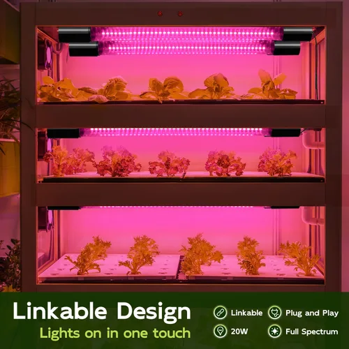 Miniatura 5 de Hlite Paquete de 4 luces LED de cultivo de 16 pulgadas, luces de cultivo enlazables para plantas de interior, luces de plantas de espectro completo