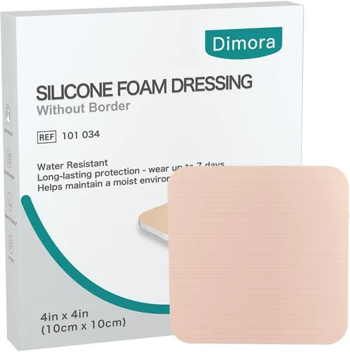 Miniatura 14 de Dimora Apósitos de Espuma de Silicona Sin Borde Paquete de 10 - 3" x 3" Altamente Absorbentes Adhesivos Impermeables para Heridas, Almohadillas