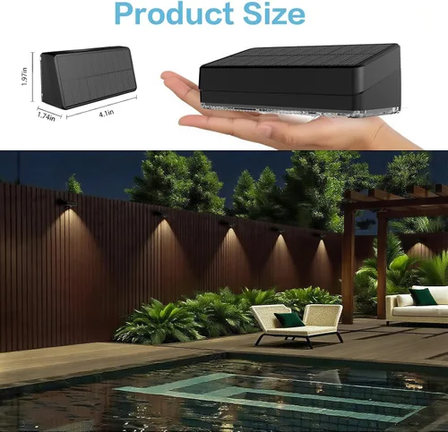 Miniatura 3 de Luces Solares para Valla, 10 Modos de Cambio de Color RGB, Luces Solares Impermeables con Energía Solar IP65, 30 Horas de Funcionamiento, Fácil