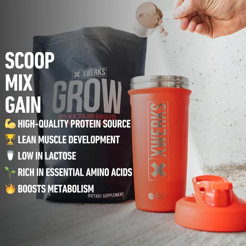 Miniatura 5 de XWERKS Grow Whey Protein en polvo, 0.88 oz de proteína aislada pura de vacas alimentadas con pasto de Nueva Zelanda, construye fuerza y acelera