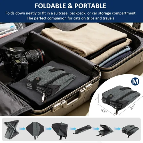 Miniatura 6 de HiCaptain Caja de arena portátil para gatos, caja de arena de viaje para gatos con tapa y asa, transportador de arena plegable portátil estándar