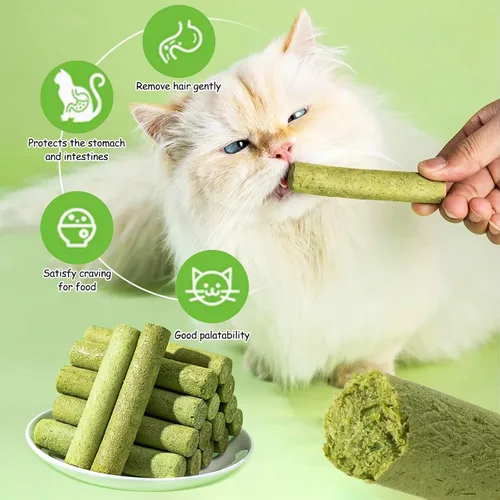 Miniatura 5 de Palitos de hierba para gatos de 50g para dentición, palitos de hierba para gatos deshidratados por congelación como snacks para gatos, golosinas
