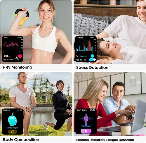 Miniatura 3 de Yowow BIT Reloj inteligente para hombres y mujeres con pantalla HD de 2.0 pulgadas, monitor de sueño de frecuencia cardíaca y oxígeno de presión