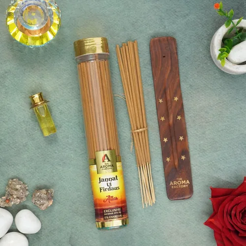 Miniatura 3 de The Aroma Factory Agarbatti for Pooja, Attar Jannat Ul Firdaus Perfume Varillas de incienso, sin carbón y bajo contenido de humo, Agarbatti