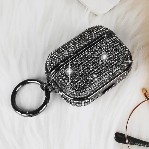 Miniatura 6 de LUVI Compatible con AirPods Pro (2019) Funda de diamantes de imitación con purpurina brillante de cristal brillante linda funda protectora a prueba