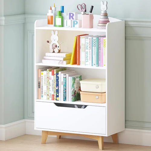 UTEX Estantería para niños, libreros para niños con almacenamiento y cajón, organizador de almacenamiento de juguetes para niños de madera para sala
