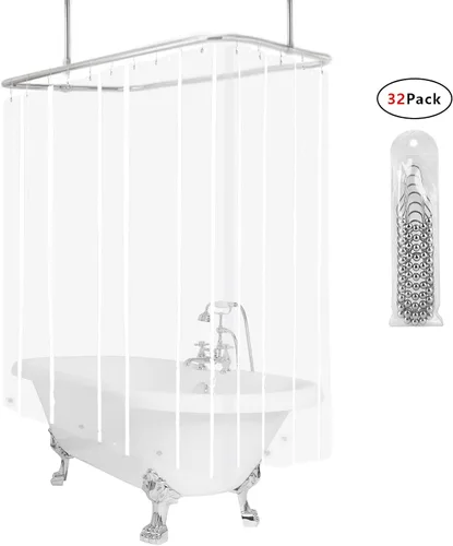 Miniatura 2 de Cortina de ducha transparente para bañera con patas de 180 x 70 pulgadas, envolvente, con 6 imanes, impermeable, juego de cortinas de ducha