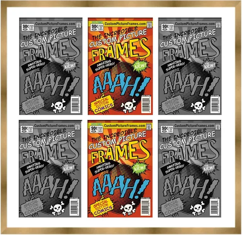 Miniatura 96 de Marco de cómic negro con alfombrilla negra para cómics de la Edad Dorada
