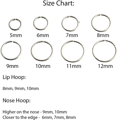 Miniatura 59 de Aretes de plata de ley abiertos para cartílago, tragus, delgados, calibre 22
