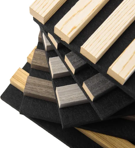 Miniatura 28 de Art3d Paquete de 2 paneles acústicos de madera de 108" x 12" para pared, paneles de listones de madera insonorizados para pared y techo, paneles