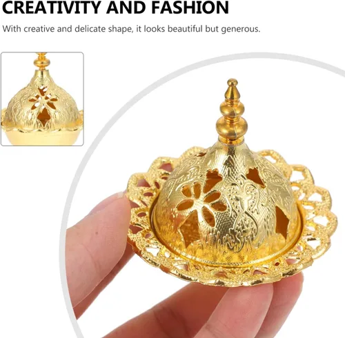 Miniatura 4 de Carbón incienso incienso resina eléctrica insencia bakhoor aceite carbón ardiente mirra kit oro incienso Oud Bowl Caldero lámpara Set Alcanfor Metal
