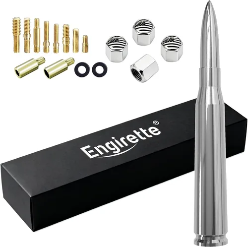 Miniatura 8 de Antena para Auto Camión con Tapas de Válvula de Neumático Bandera Americana Diseño Antirrobo, Reemplazo Corto Universal para Ford F150 F250 F350