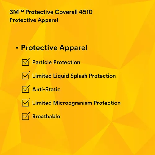 Miniatura 9 de 3M 4510Overoles desechables, XL, Blanco, 25