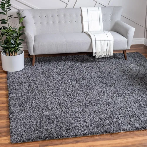 Miniatura 93 de Unique Loom Davos Shag Collection - Alfombra de área, color liso (4 pies 1 pulgada x 6 pies 1 pulgada, rectangular, color pimienta)