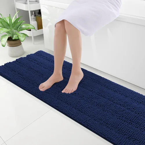 Miniatura 18 de Grandaily Alfombras de baño de felpilla a rayas de 24 x 16 pulgadas, extra gruesas y suaves, absorbentes, parte trasera de goma, alfombra de ducha
