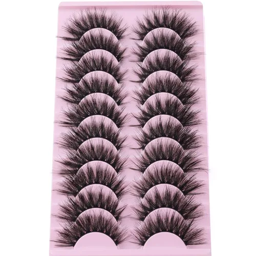 Miniatura 7 de FANXITON - Pestañas postizas de visón esponjosas, 20 mm, de ojo de gato, largas, 5D, dramáticas, 10 pares de pestañas postizas de visón sintético
