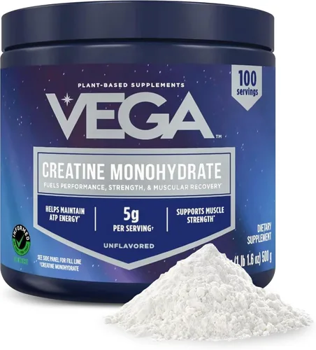 Vega Monohidrato de creatina micronizada en polvo, sin sabor, 0.18 oz de creatina vegana pura para hombres y mujeres, fuerza, rendimiento y