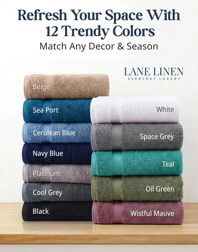Miniatura 9 de LANE LINEN - Juego de toallas de baño de 16 piezas, color gris espacial, 100% algodón, altamente absorbente, 4 para manos y 8 paños