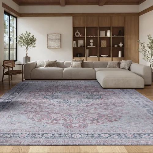 SAFAVIEH Alfombra lavable Tucson Collection - 6 x 9 pies, resistente al óxido y salvia, antideslizante, ideal para zonas de alto tráfico en sala de