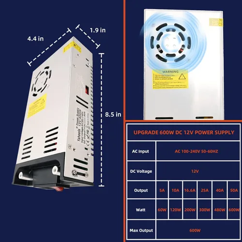 Miniatura 2 de Nueva versión convertidor, 110V AC a 12V DC convertidor fuente de alimentación 12V 600W 50A DC interruptor transformador para RV, bomba, tira LED